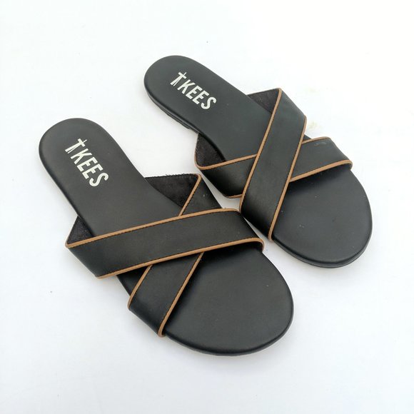 TKEES Shoes - TKEES Danny Leather Slip On Sandal Black Size 9